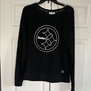 DKNY Sport Women’s Black Mesh Pittsburgh Steelers Sweatshirt Size Large